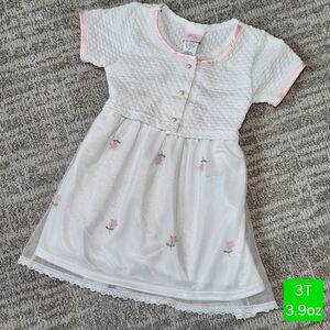 Evy of California vintage toddler girls white floral spring dress size 3T
